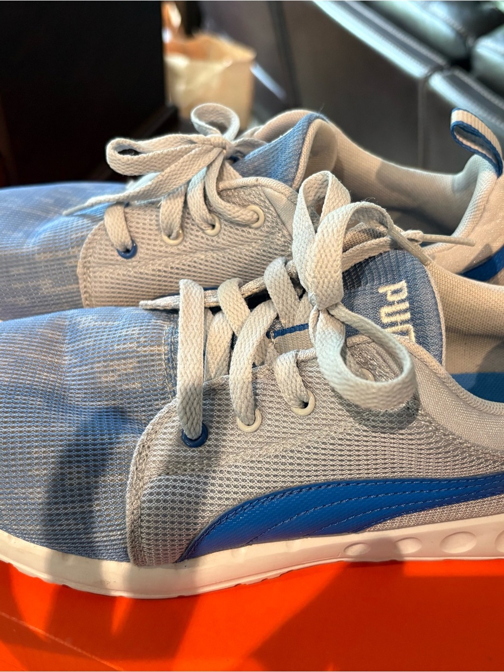 PUMA Blue and Gray Mesh Sneaker